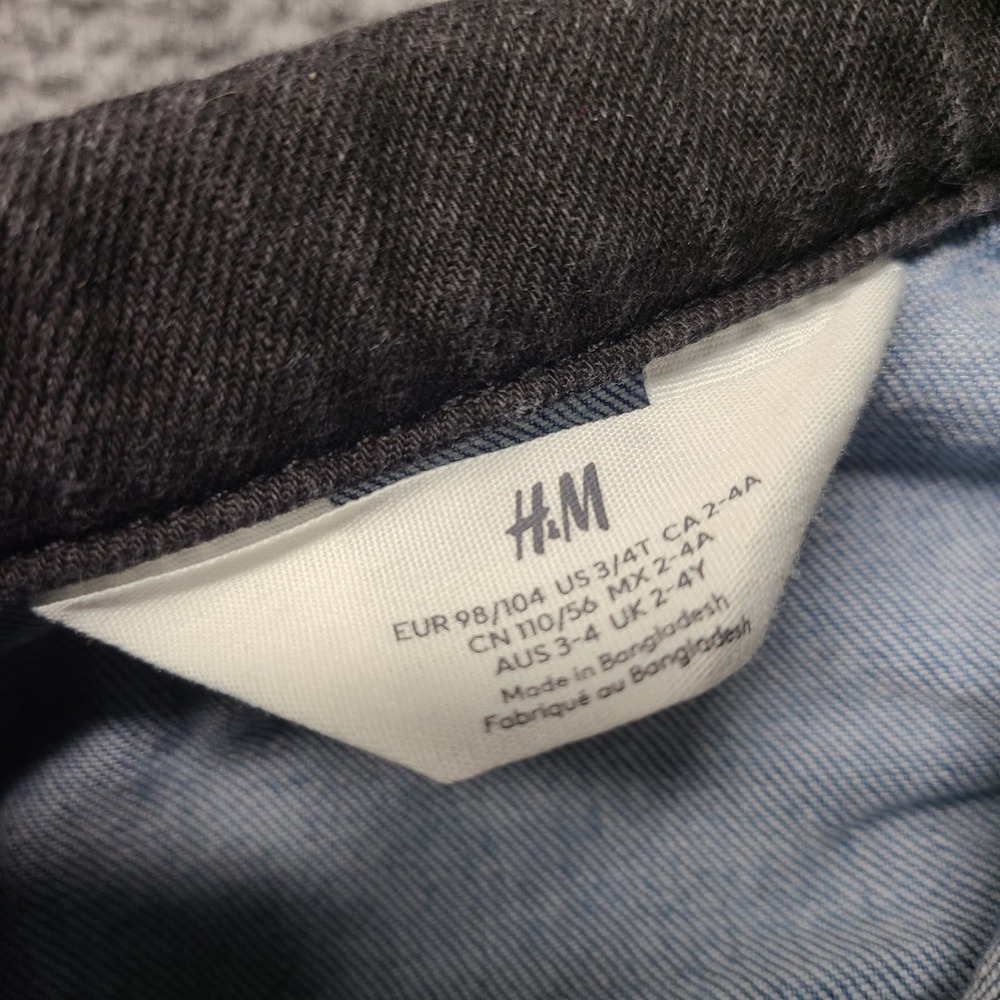 HM Kids Blue Denim Jacket Black Corduroy Collar Snap Front Size 3-4T 912939 - Picture 2 of 9